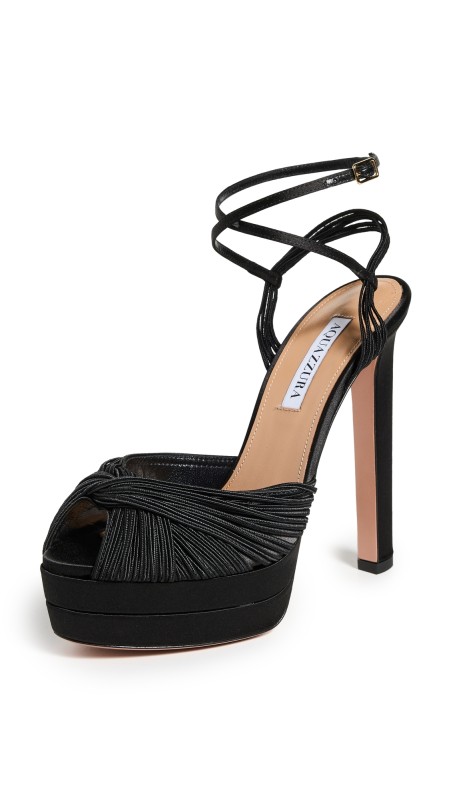 Aquazzura Bellini Beauty Plateau Platform Sandals 130mm Black