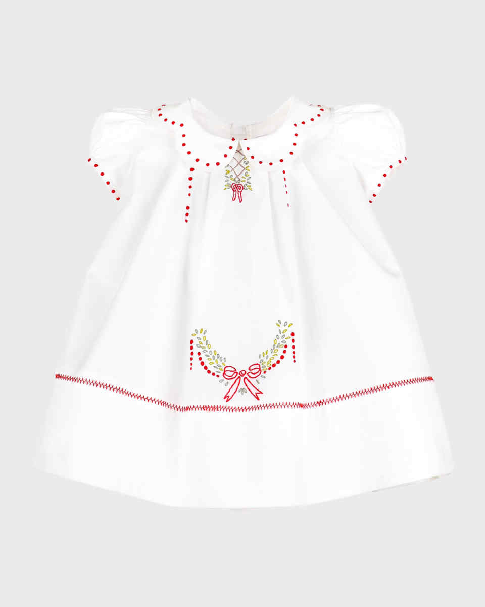 Girl's Merrymaker Embroidered Collared Dress, Size 3M-24