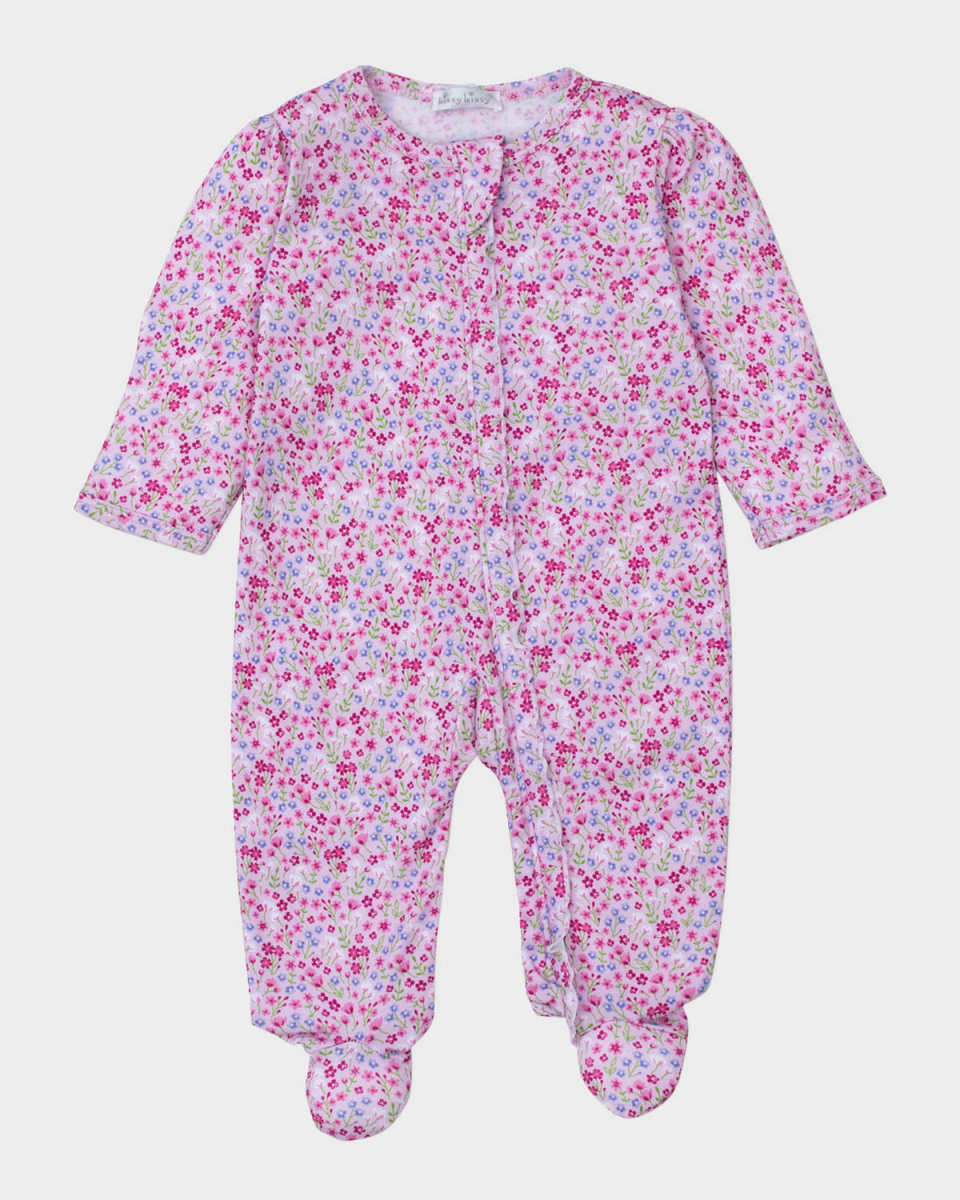 Girl's Unique Unicorns Floral-Print Footie, Size Newborn-9M