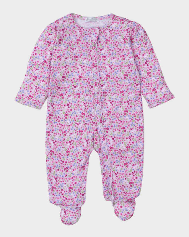 Girl's Unique Unicorns Floral-Print Footie, Size Newborn-9M