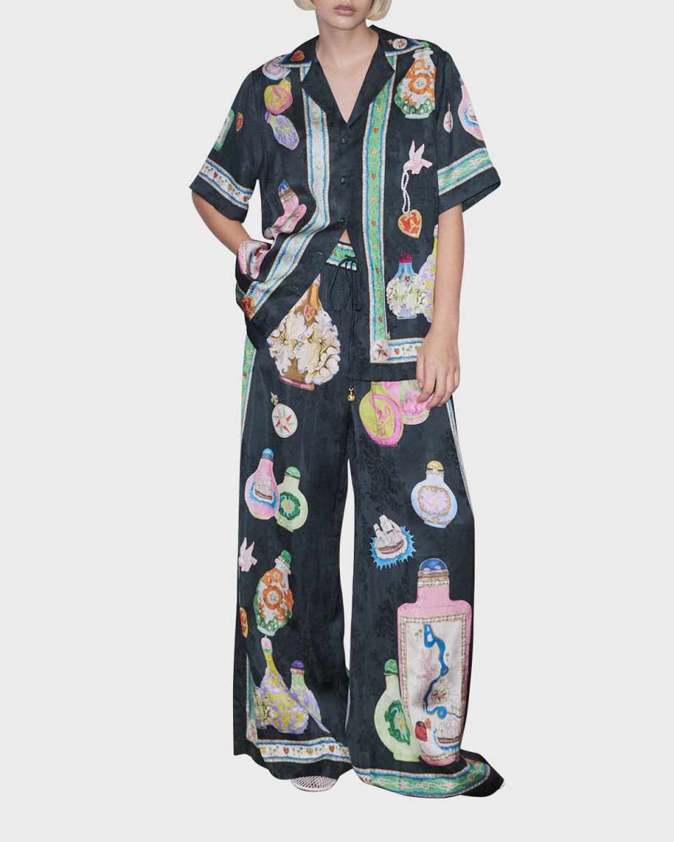 Royal Wide-Leg Jacquard Pants