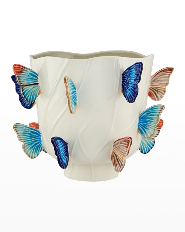 "Cloudy Butterflies" Vase by Claudia Schiffer, 11"