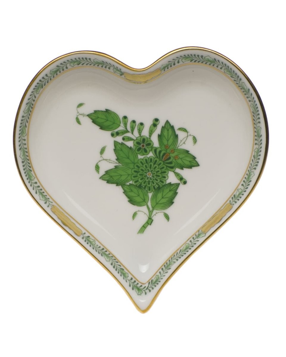 Chinese Bouquet Green Small Heart Tray