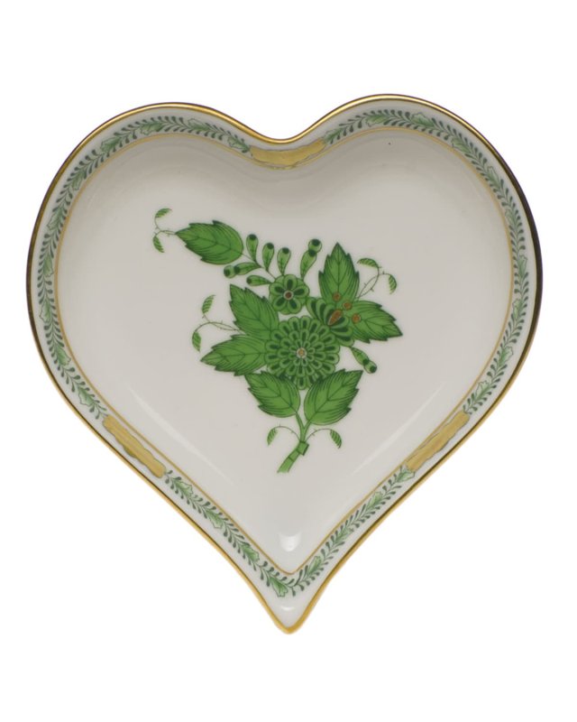 Chinese Bouquet Green Small Heart Tray