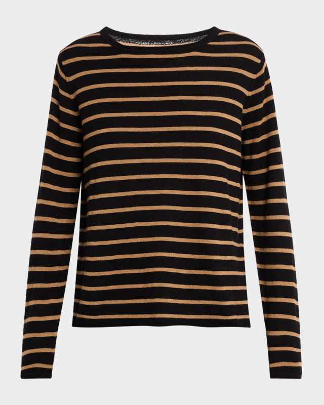 Cashmere Long-Sleeve Striped Crewneck Sweater
