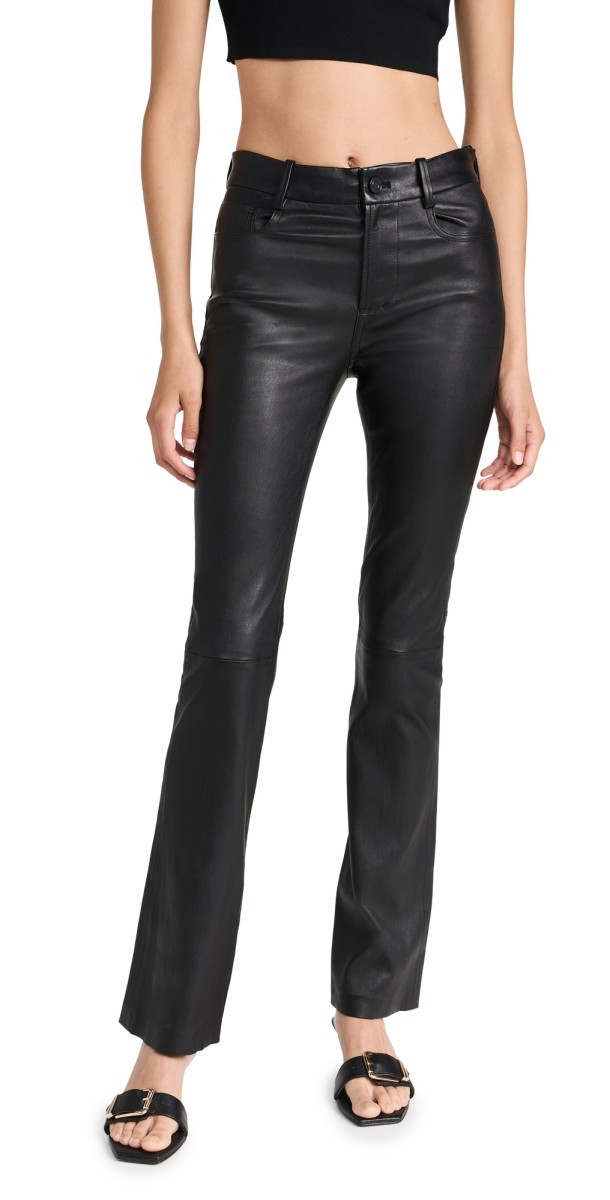 Vince Stretch Boot Cut Leather Pants Black