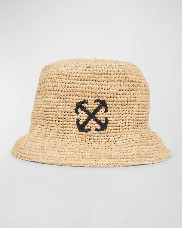 Arrow Raffia Bucket Hat