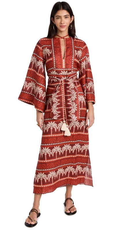 Johanna Ortiz Wild Savannah Tunic Dress Cenefa Red/Wine