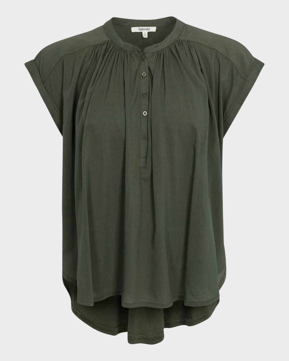 Paloma Short-Sleeve Cotton-Blend Blouse