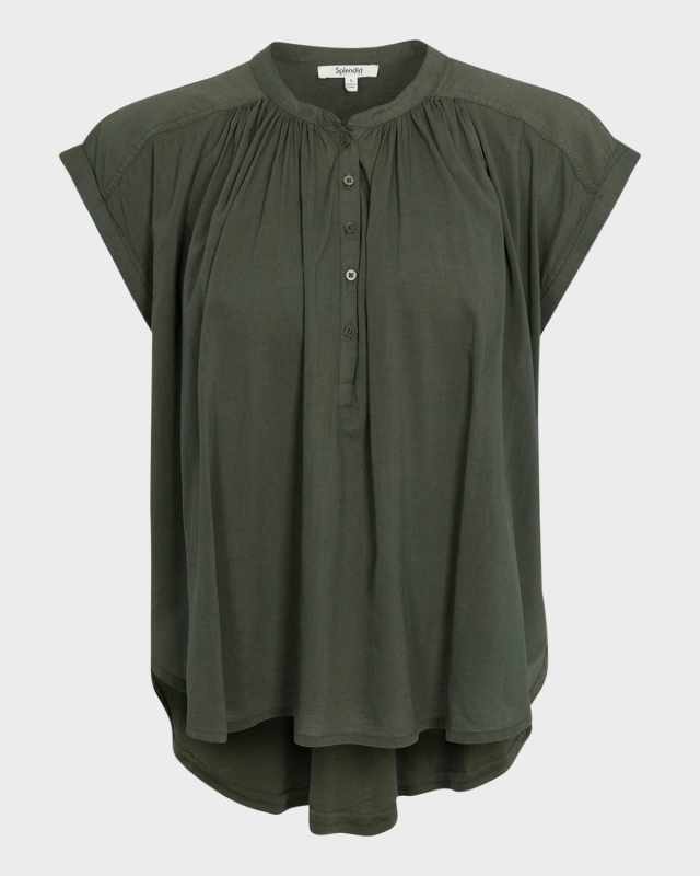 Paloma Short-Sleeve Cotton-Blend Blouse