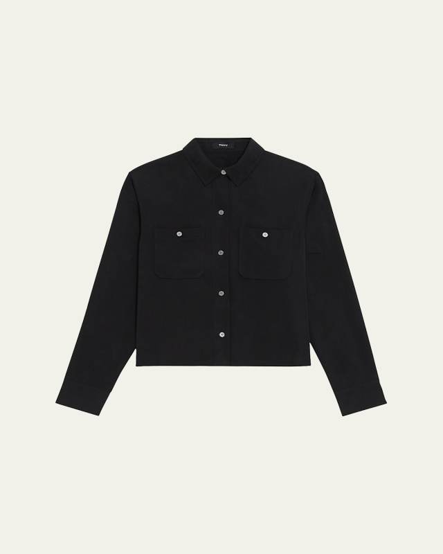 Long-Sleeve Boxy Pocketed Shirt