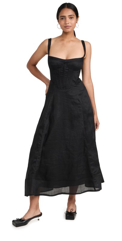 BARDOT Adaline Corset Midi Dress Black