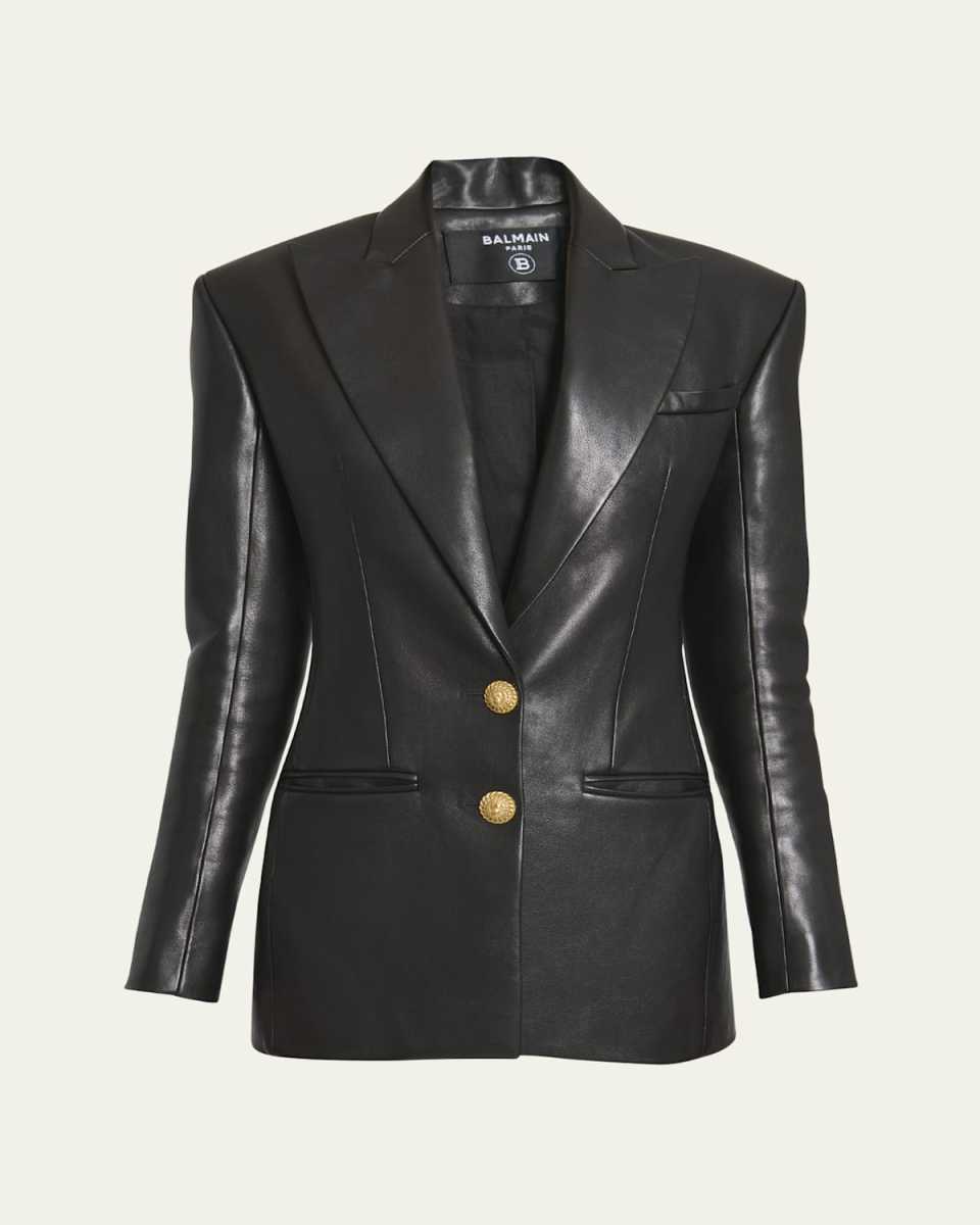 Tailored Leather Blazer Jacket