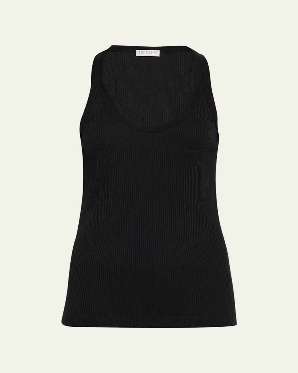 Ribbed Scoop-Neck Tank Top