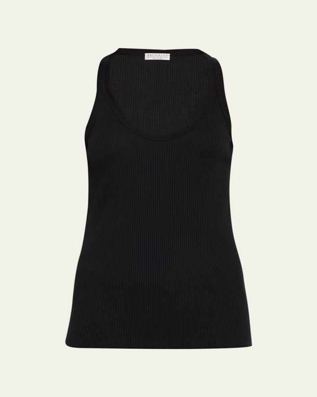 Ribbed Scoop-Neck Tank Top