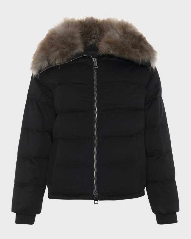 Cashmere Down Jacket with Select Cashmere Goat Collar