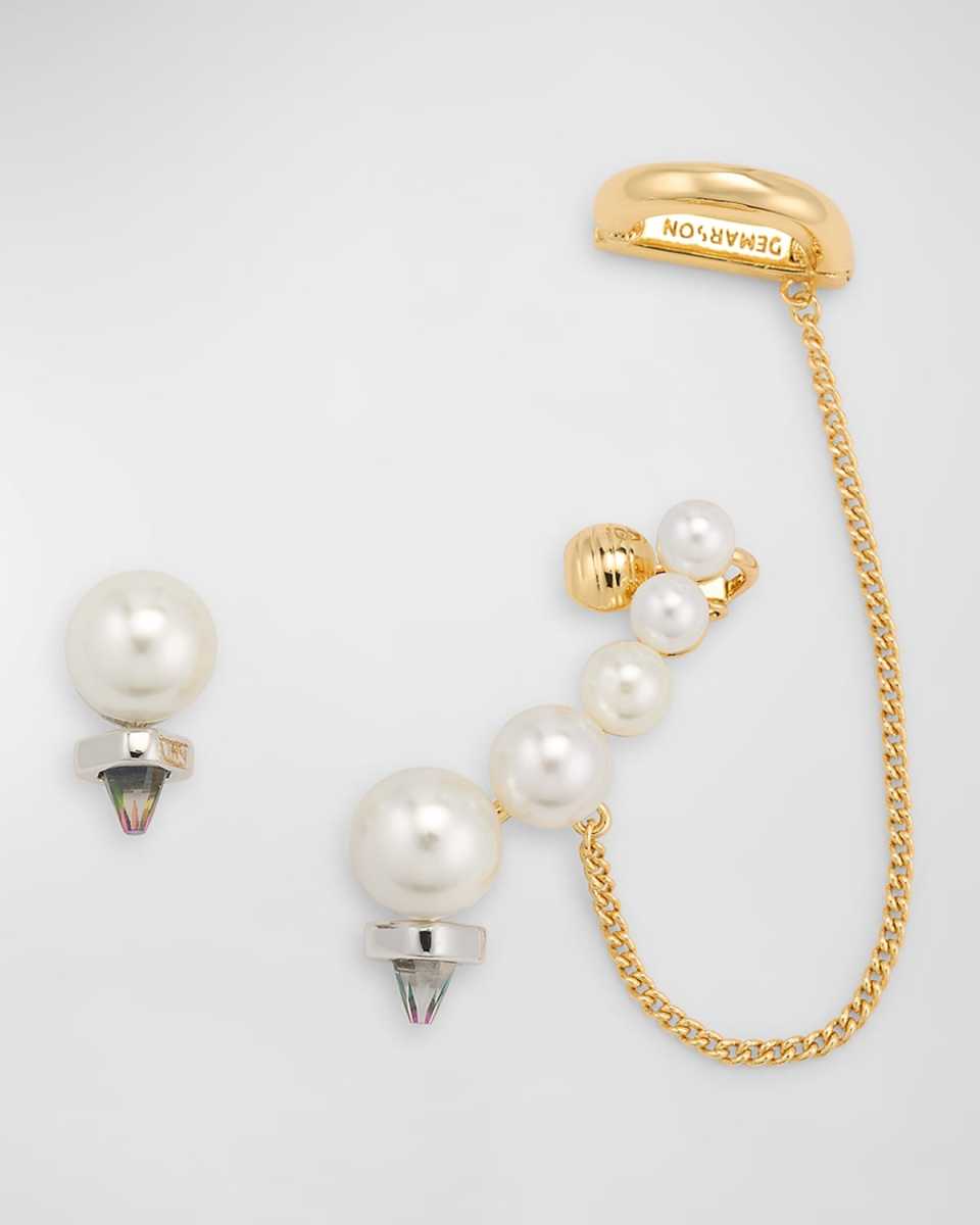 Mariah Faux Pearl Chain Climber Earring Set