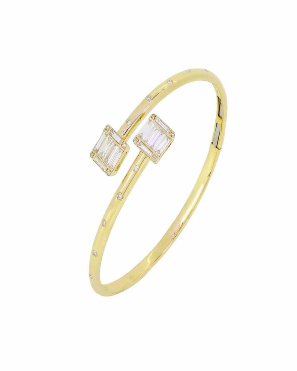 18K Yellow Gold Bypass Diamond Bangle
