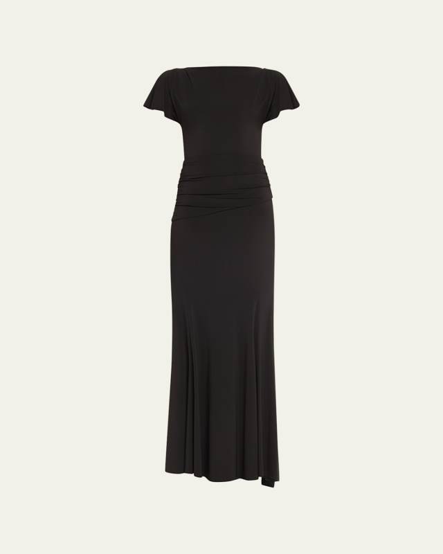 Sheer Jersey Trumpet Evening Gown