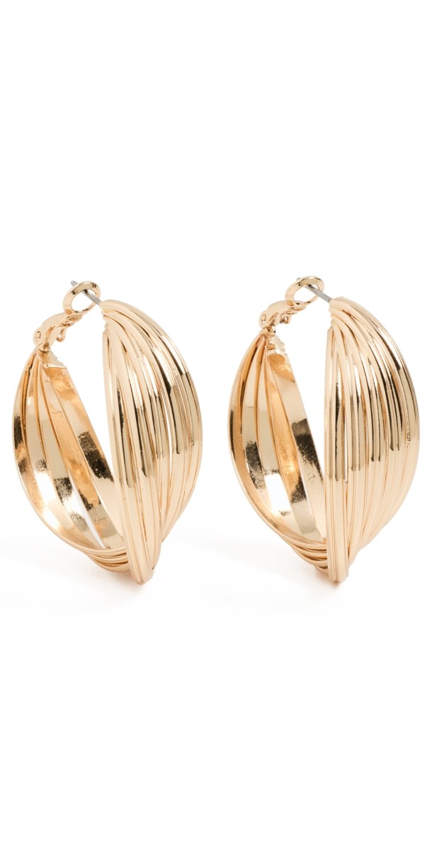 Argento Vivo Wide Textured Hoops Gold