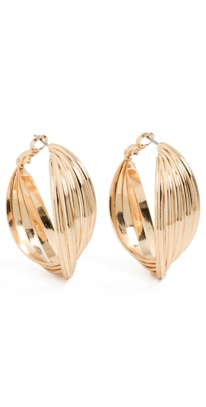 Argento Vivo Wide Textured Hoops Gold