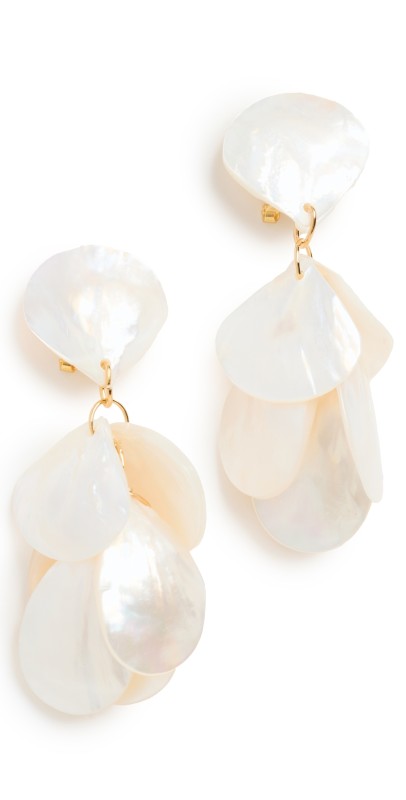SHASHI Ruellia Mother of Pearl Earrings Whit