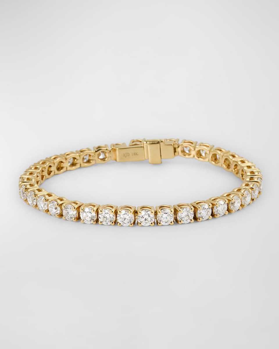 18K Yellow Gold Round GH/SI Diamond Tennis Bracelet, 14.04tcw, 7"L