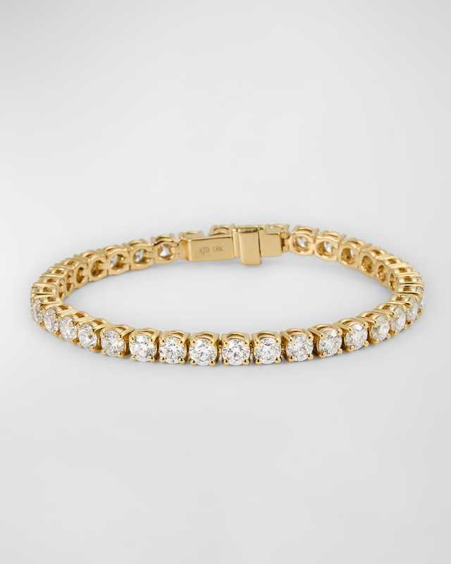 18K Yellow Gold Round GH/SI Diamond Tennis Bracelet, 14.04tcw, 7"L