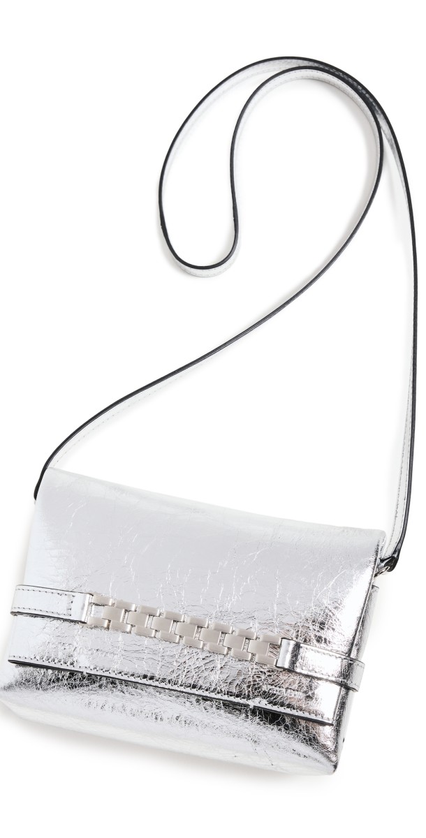 Victoria Beckham Mini Chain Pouch with Long Strap Silver