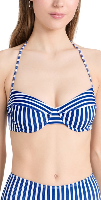 Shoshanna Bra Halter Bikini Top Sea Blue/Optic