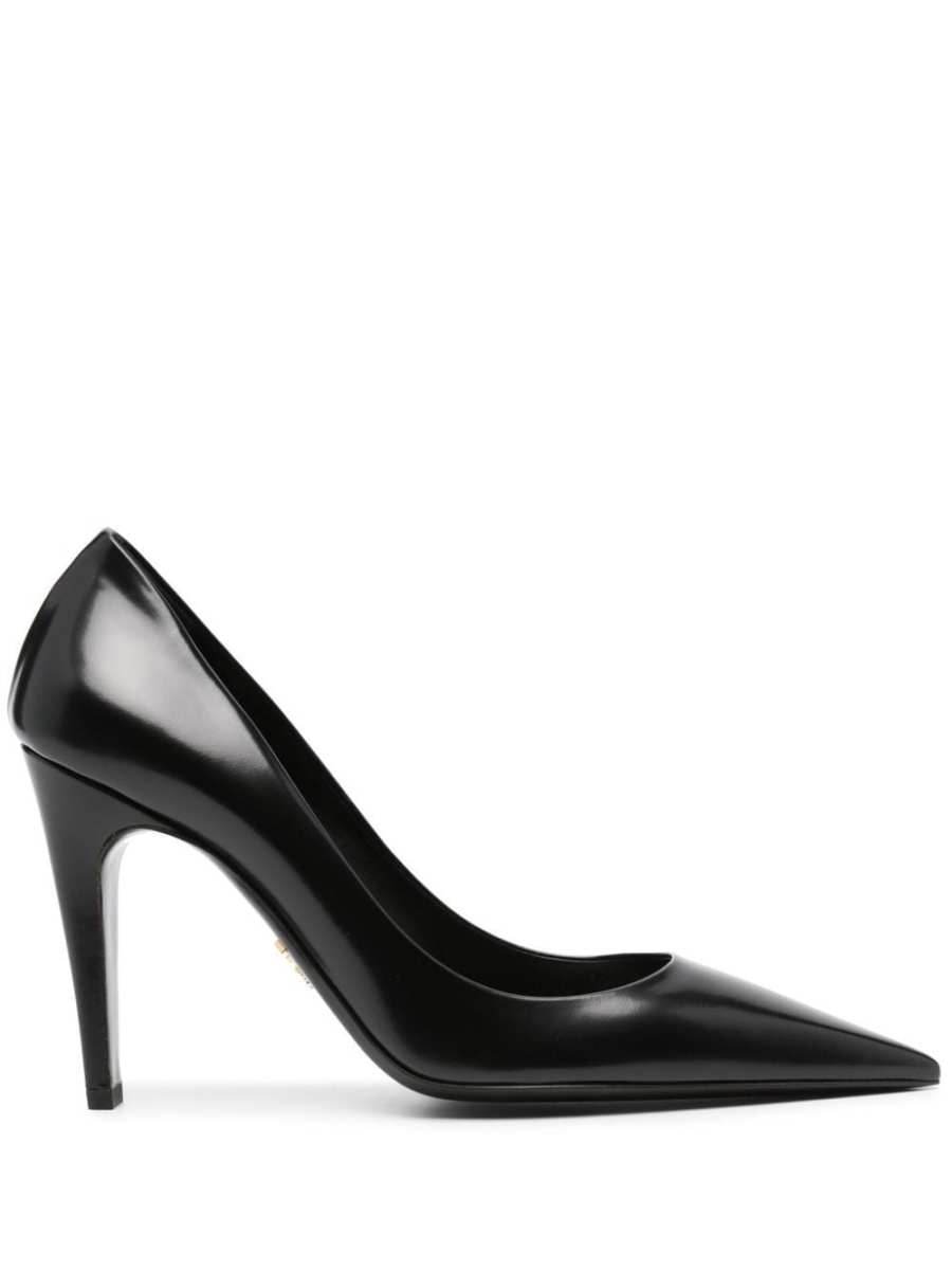 100mm brushed-leather pumps