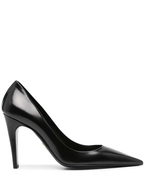 100mm brushed-leather pumps