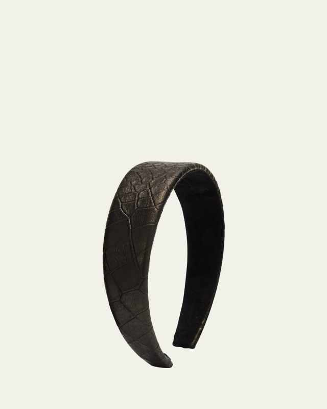 Shiny Crocodile Leather Headband