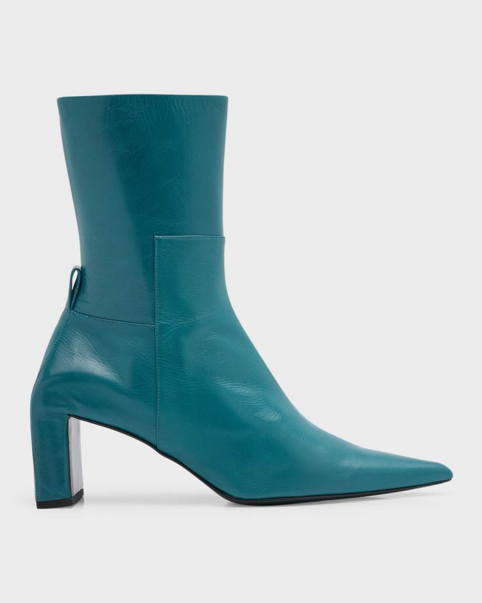 Stretch Leather Glove Ankle Boots