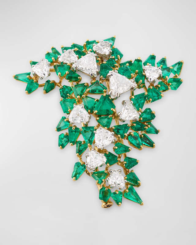 Estate Platinum Diamond & Emerald Christmas Tree Pin