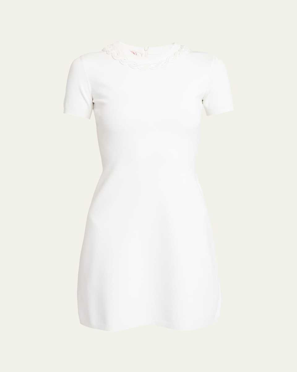 Flared Knit Mini Dress with Chain Detai