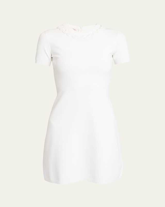 Flared Knit Mini Dress with Chain Detai