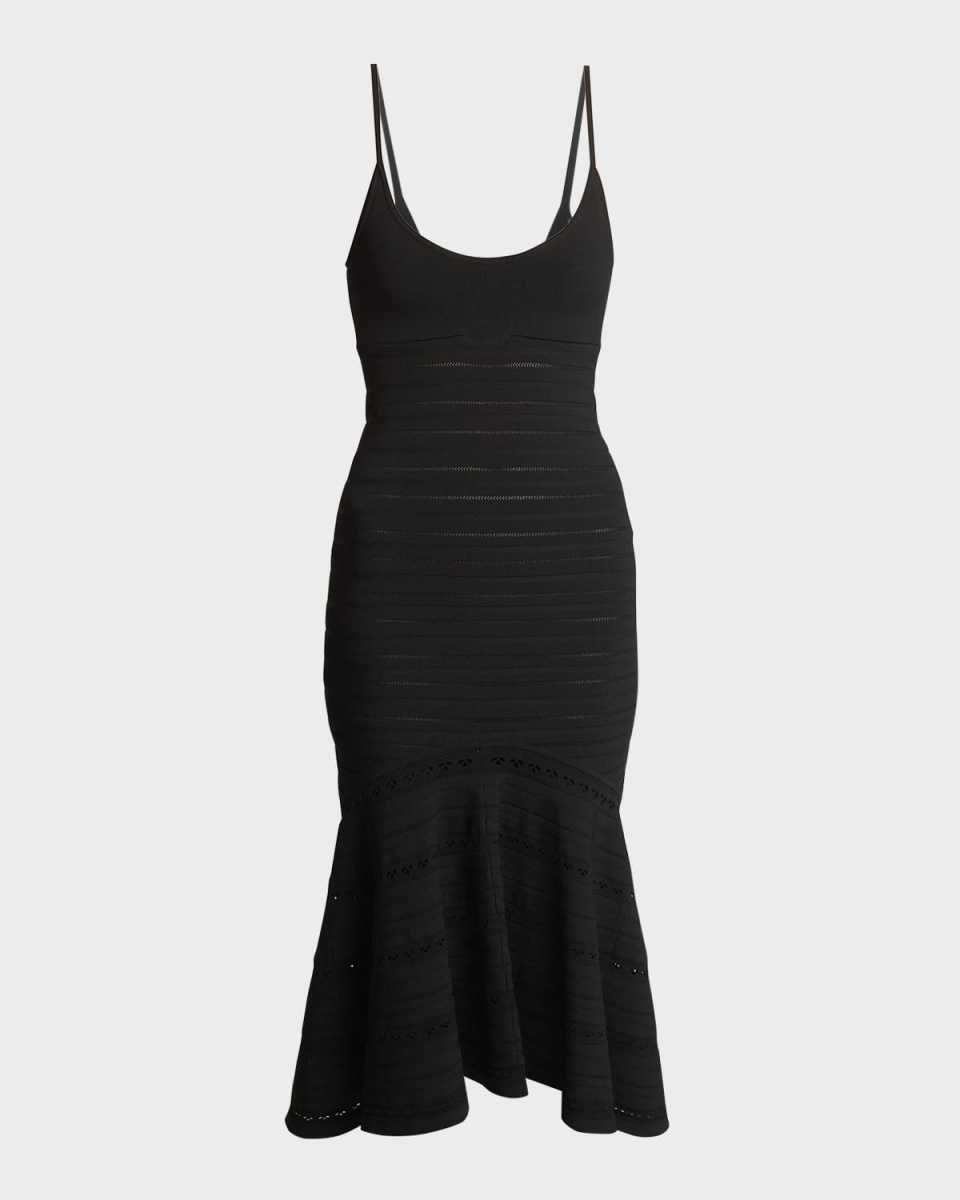 Cutout Pointelle-Knit Midi Cami Dress