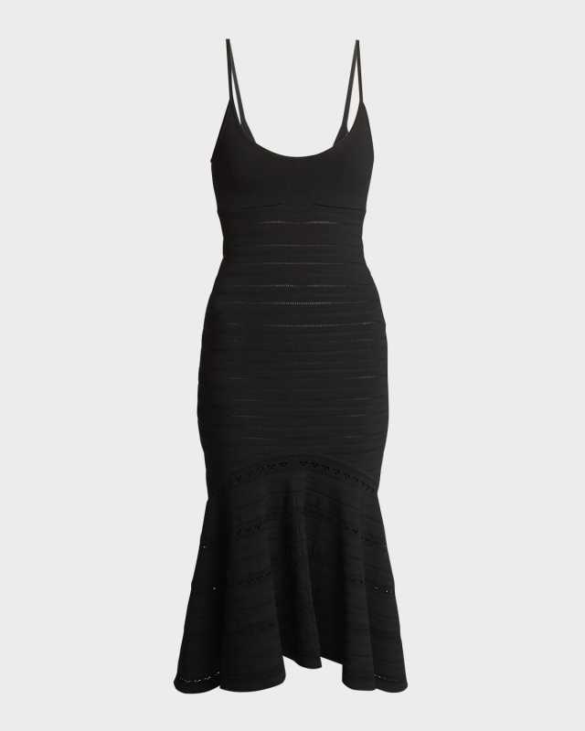 Cutout Pointelle-Knit Midi Cami Dress