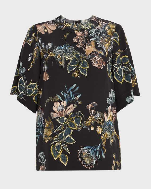 Forest Floral Short-Sleeve Top