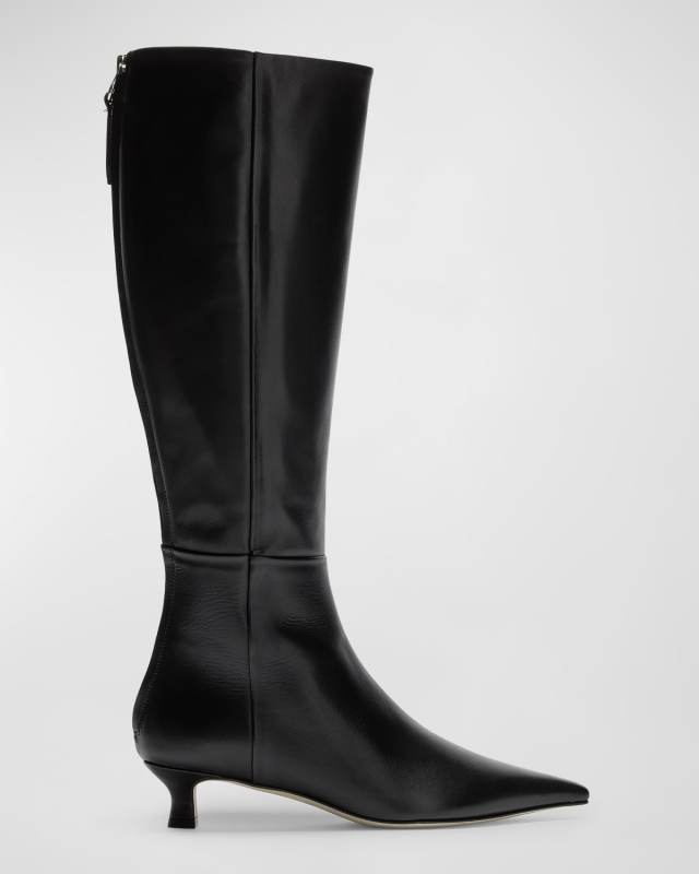 Zazie Leather Kitten Tall Boots