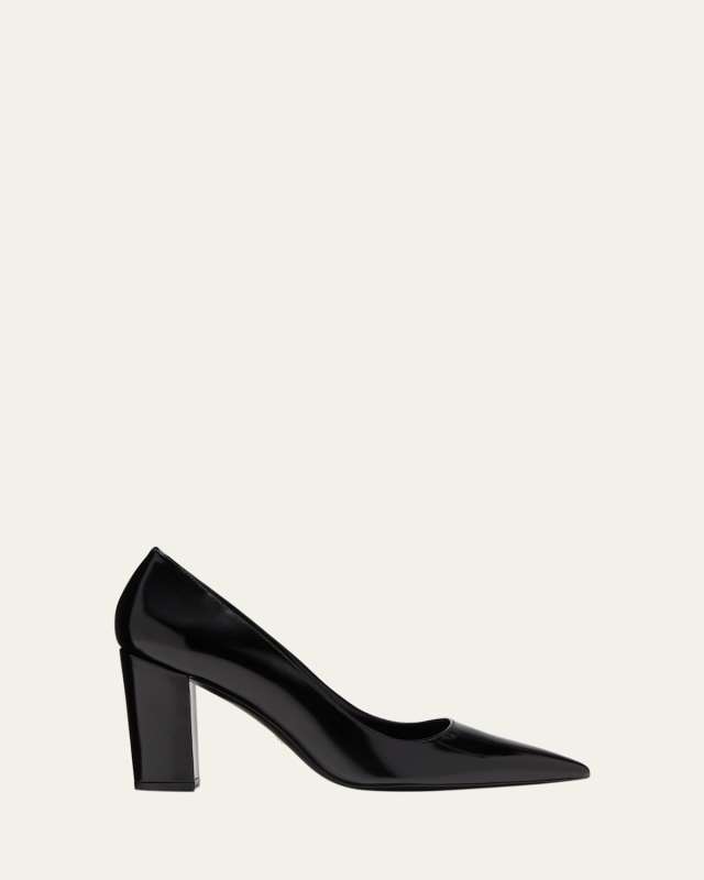 Stuart Leather Block-Heel Pumps