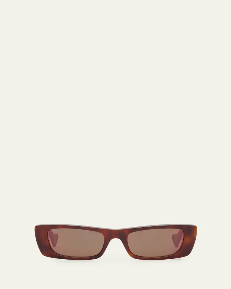 Mirrored Havana Acetate Rectangle Sunglasses