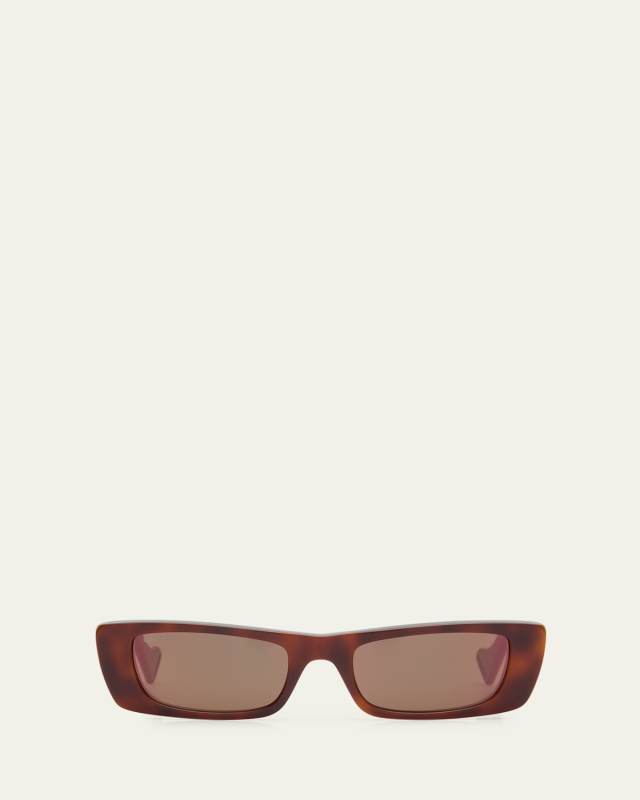 Mirrored Havana Acetate Rectangle Sunglasses