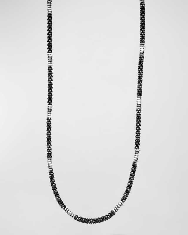 Sterling Silver Black Caviar Beaded Necklace