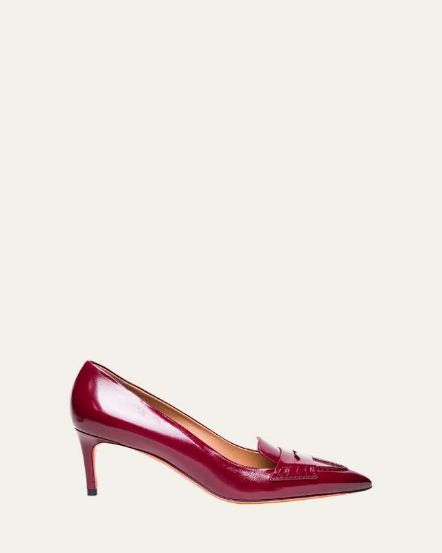 Leather Penny Loafer Pumps
