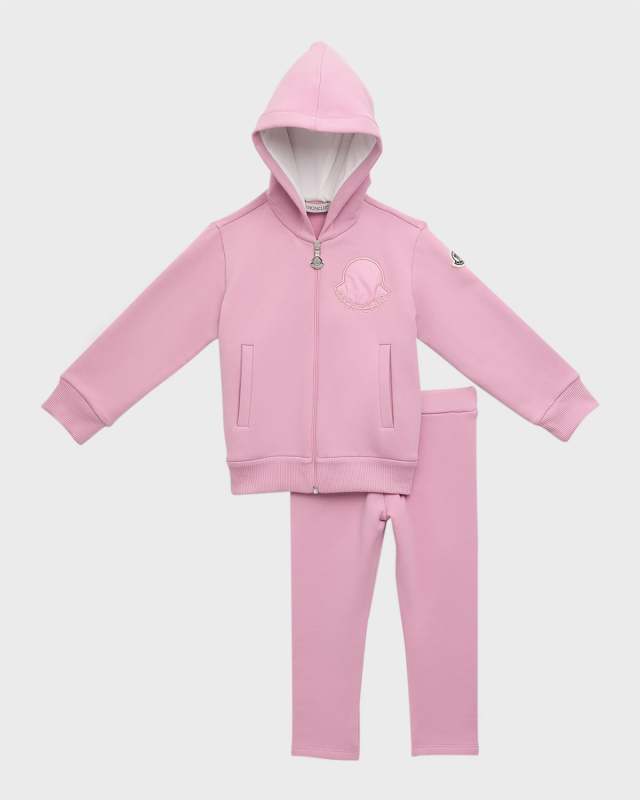 Girl's Embroidered Logo-Print Two-Piece Jogger Set, Size 12M-3