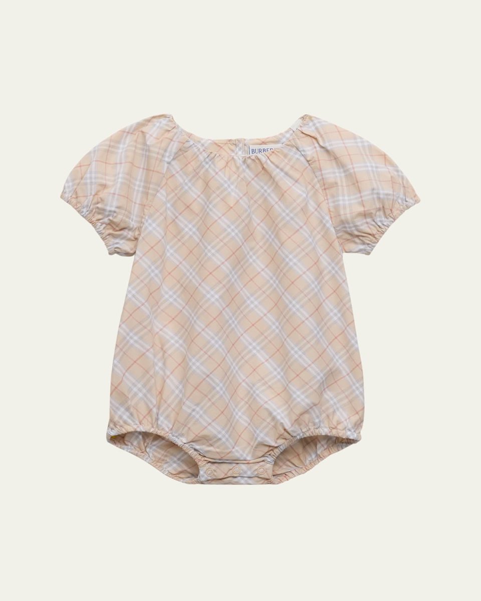 Girl's Odessa Check-Print Bodysuit, Size Newborn-18
