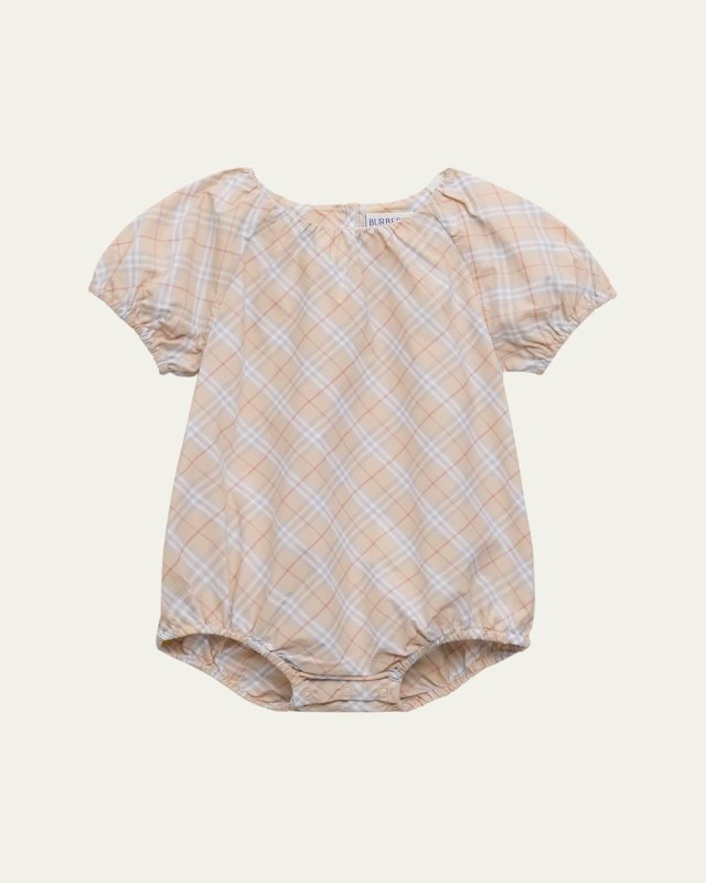 Girl's Odessa Check-Print Bodysuit, Size Newborn-18