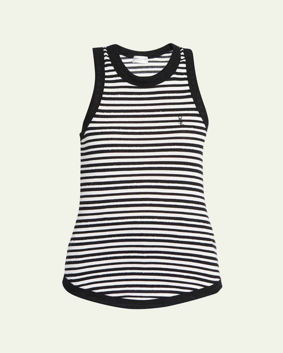 Monogram-Embroidered Stripe Tank Top